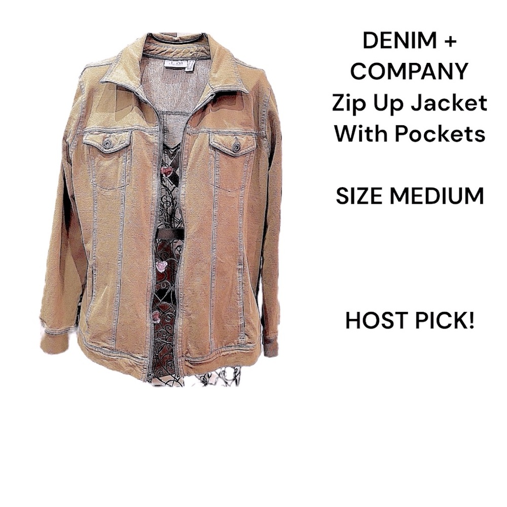 HOST PICK! Denim + Co SZ MED comfort stretch denim w/pockets, olive green color